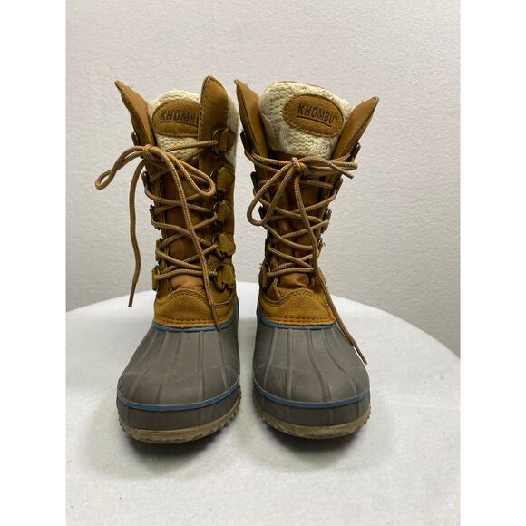 Khumba Woman's Cozy Tall Lace Up Pac Suede Knit Snow Duck Boots- Size 6 - Picture 2 of 7